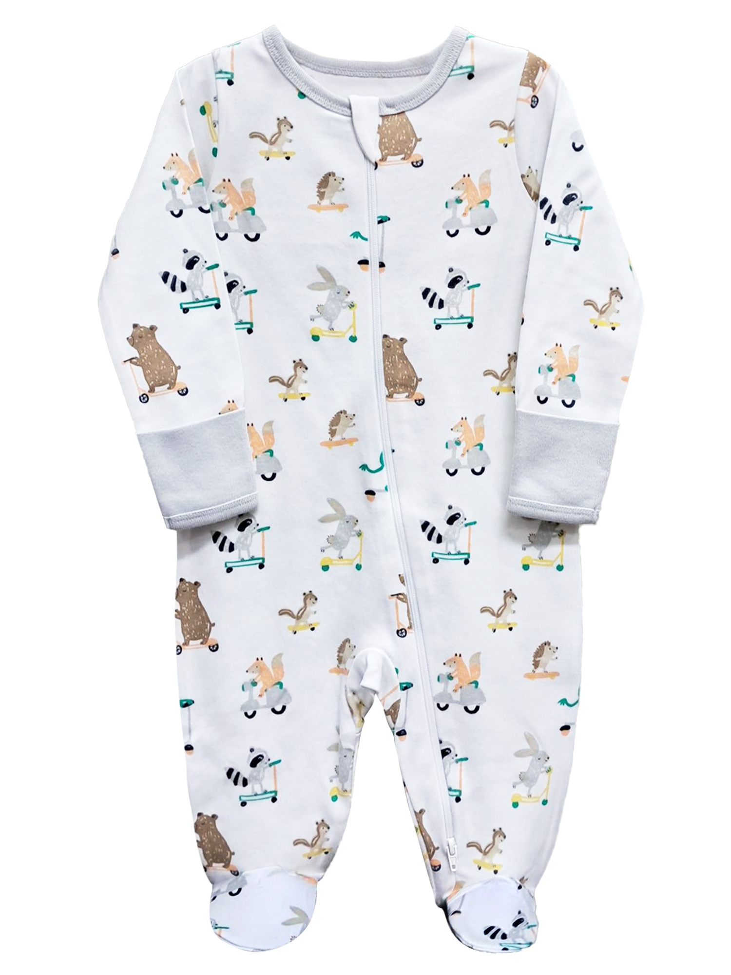 Wonder Nation Unisex Baby Zip Front Sleep N Play Pajamas, Preemie-6/9 Months - image 1 of 1