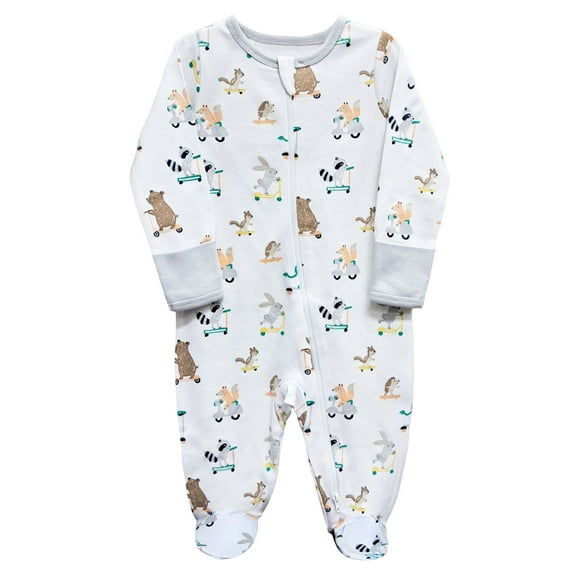 Wonder Nation Unisex Baby Zip Front Sleep N Play Pajamas, Preemie-6/9 Months
