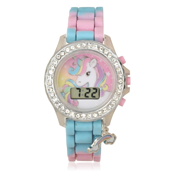 Wonder Nation Unisex Child LCD Watch with Stone Bezel and Unicorn Design (WN4031WM)