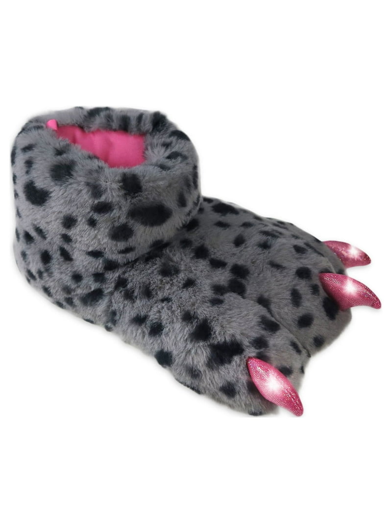 Wonder Nation Unisex Kids Light Up Claw Slippers, Bootie, Leopard