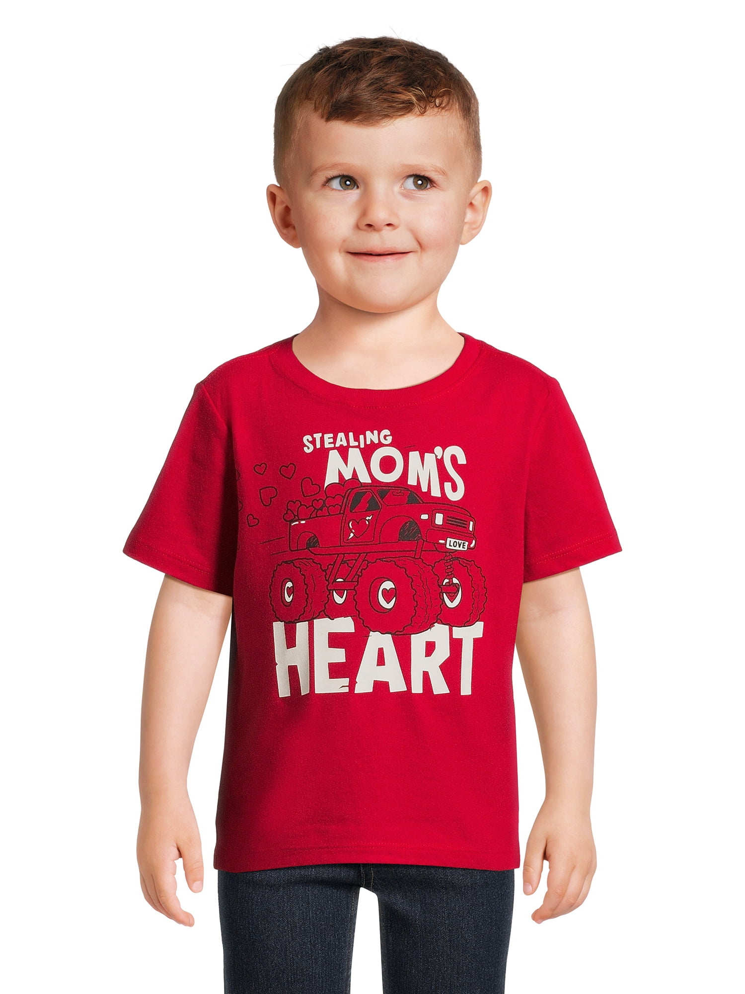 Wonder Nation Valentine's Day Toddler Short Sleeve Graphic Tee, Sizes 12M5T