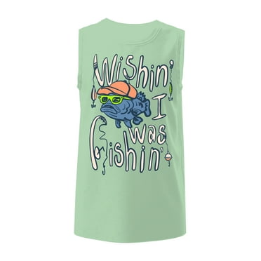 Wonder Nation Boys Wishing I Was Fishin Graphic Tank Top, Sizes 4-18 & Husky