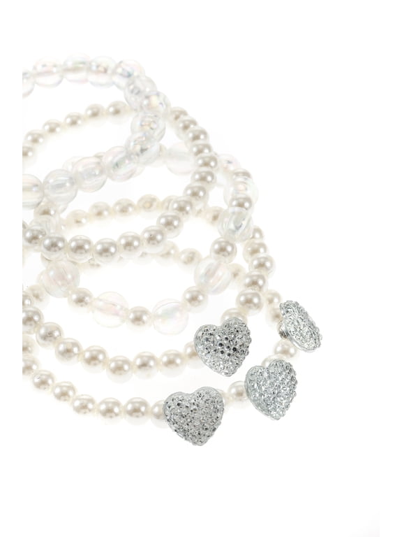 Pearl Bead Stretch Bracelets, Girls, 5 Pieces
