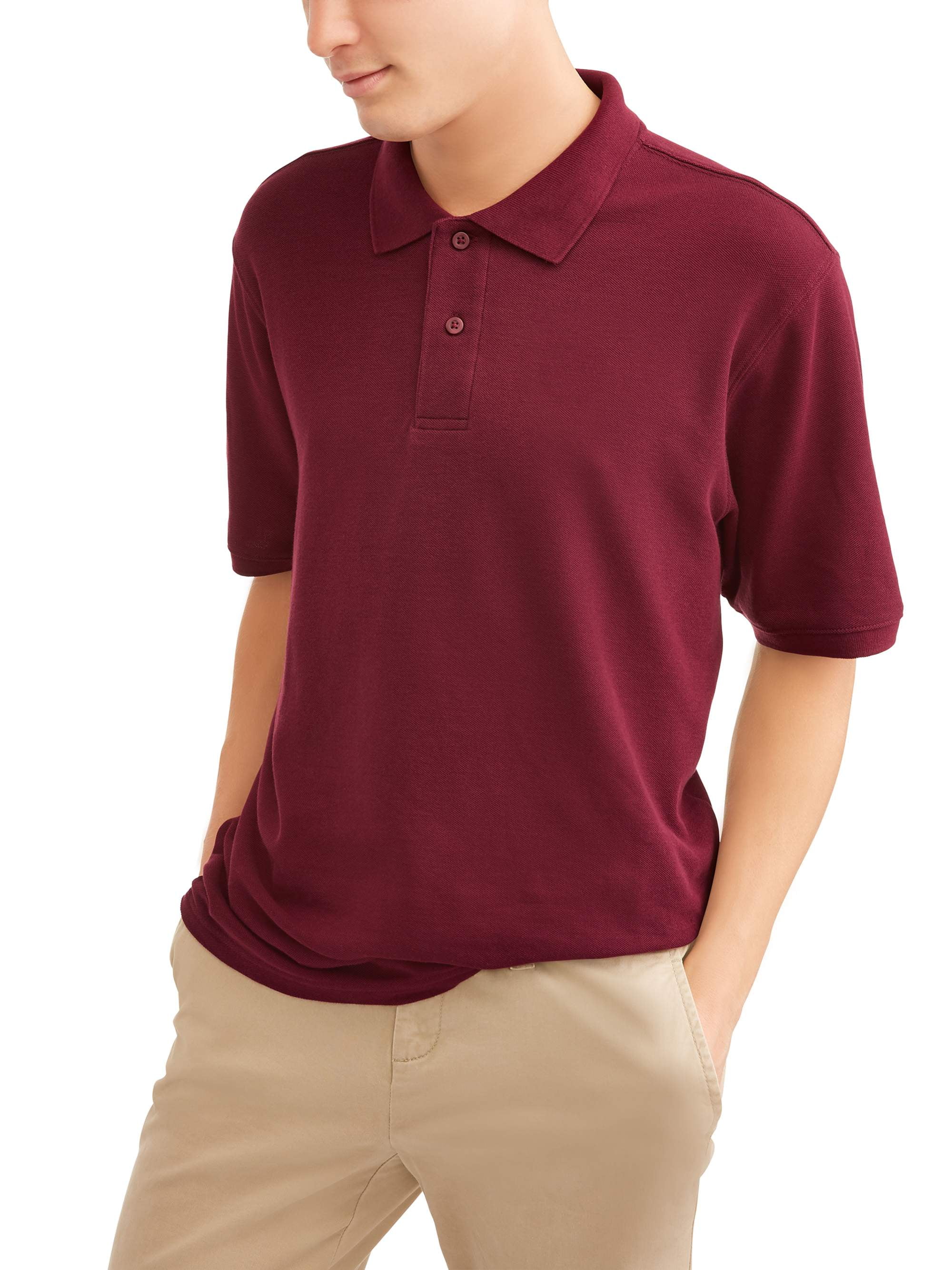 Wonder Nation Young Men's Short Sleeve Double Pique School Uniform Polo