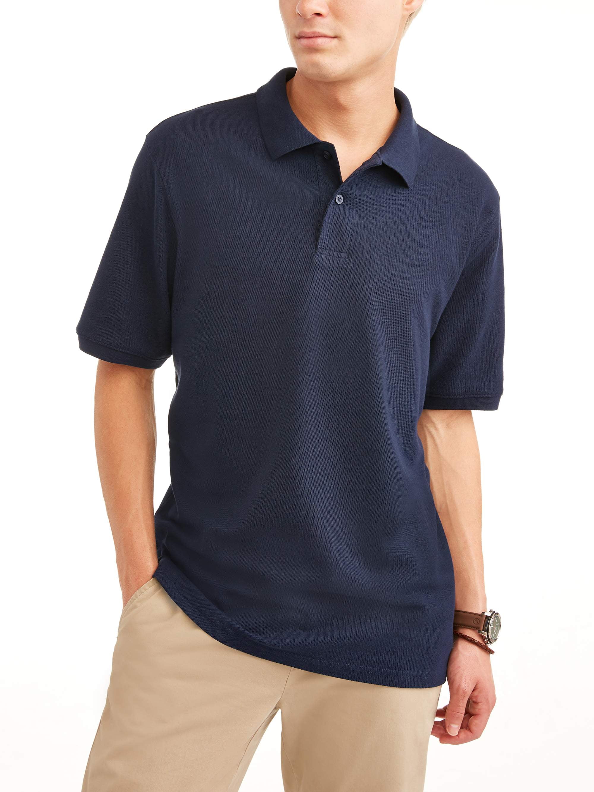 Wonder Nation Young Men's Short Sleeve Double Pique School Uniform Polo  Shirt 