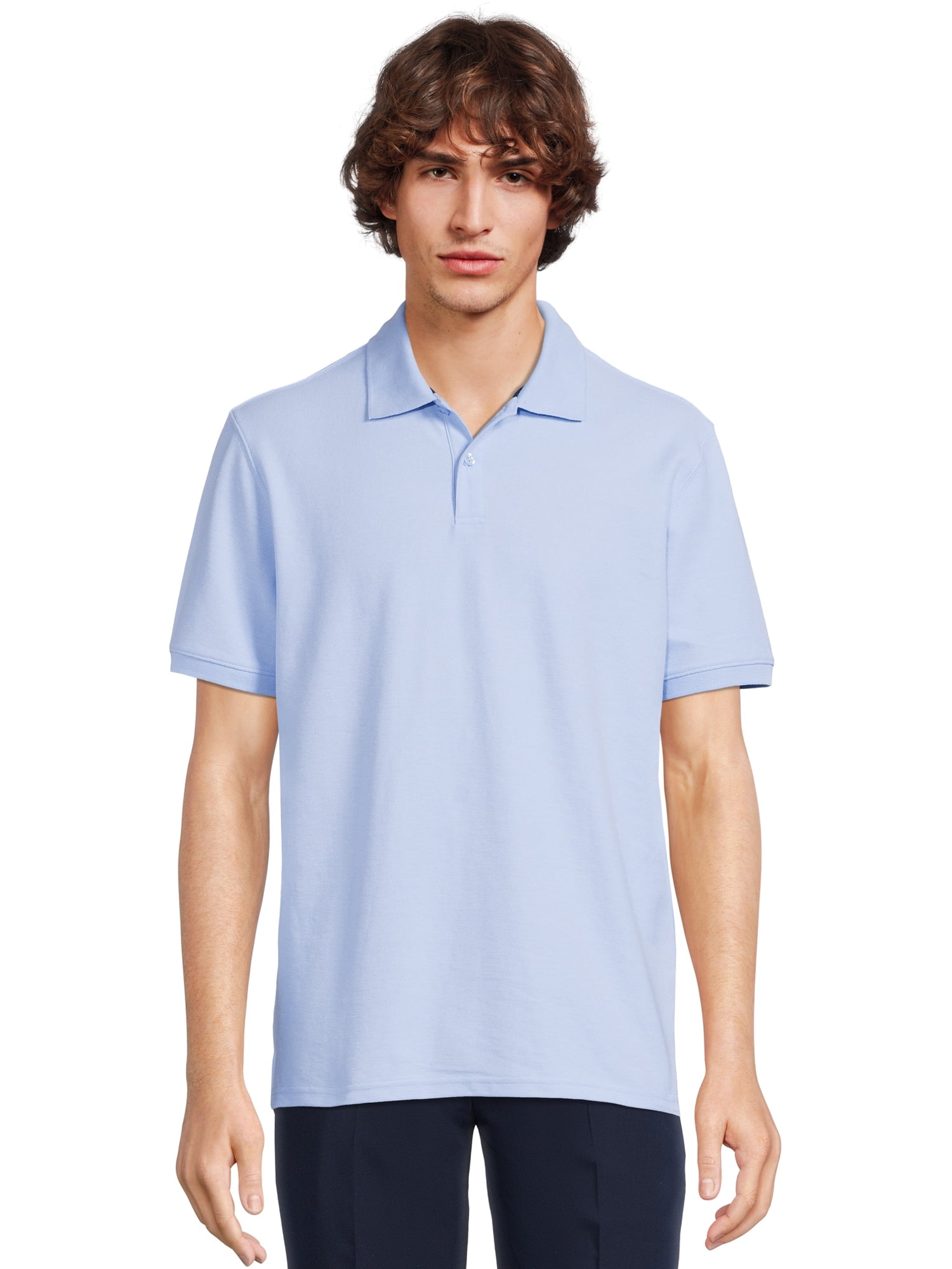 Wonder Nation Young Mens School Uniform Short Sleeve Pique Polo Shirt, Sizes S-xl, Men's, Size: Medium (38/40), Blue