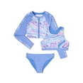 thumbnail image 1 of Wonder Nation Zip Long Sleeve Rashguard and Swimsuit with UPF 50+ Sun Protection, 3-Piece set Sizes 4-18, 1 of 3