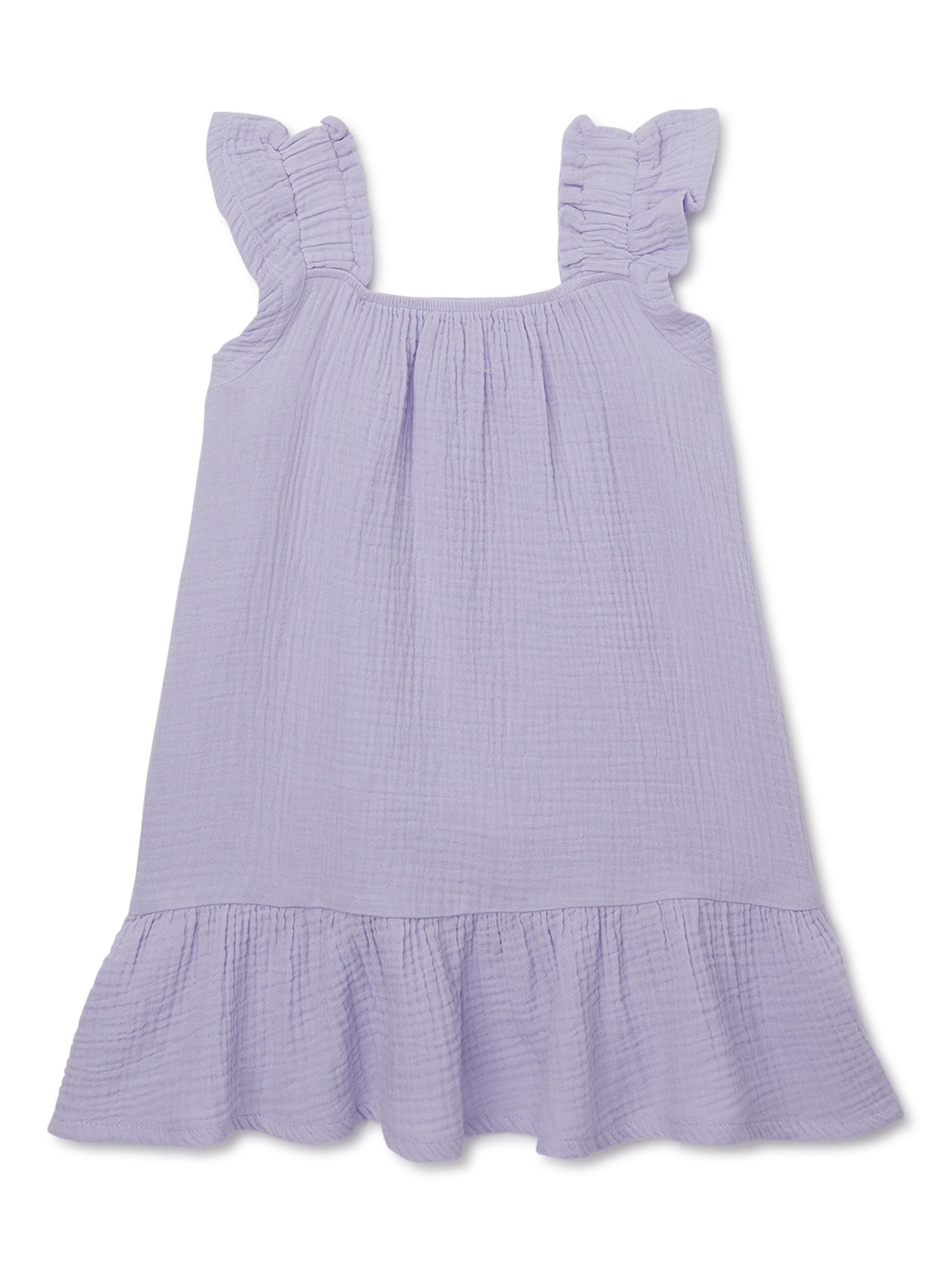 Wonder NationToddler Girl Flutter Sleeve Dress, Sizes 12M-5T - Walmart.com