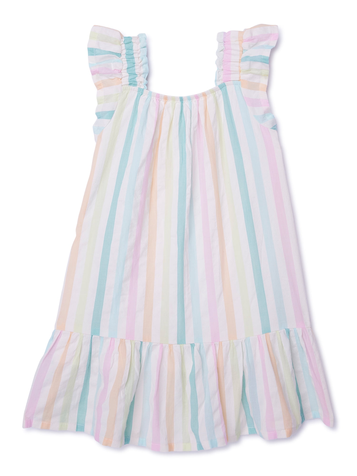 Wonder Nation Toddler Girl Flutter Sleeve Dress Sizes 12M-5T 100% ...