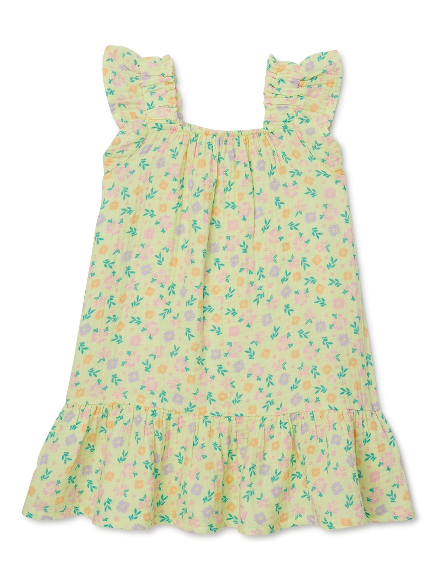 Luigi Girl Flutter Sleeve Top 3 Rabbits on Light Jade