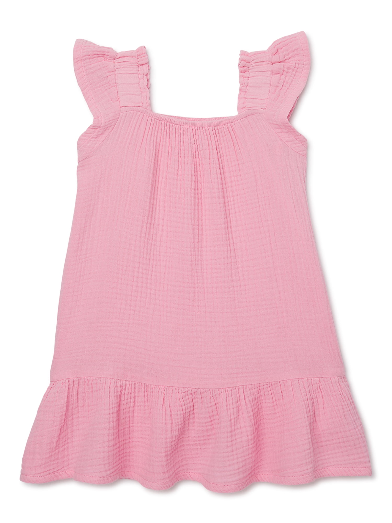 Wonder NationToddler Girl Flutter Sleeve Dress, Sizes 12M-5T - Walmart.com