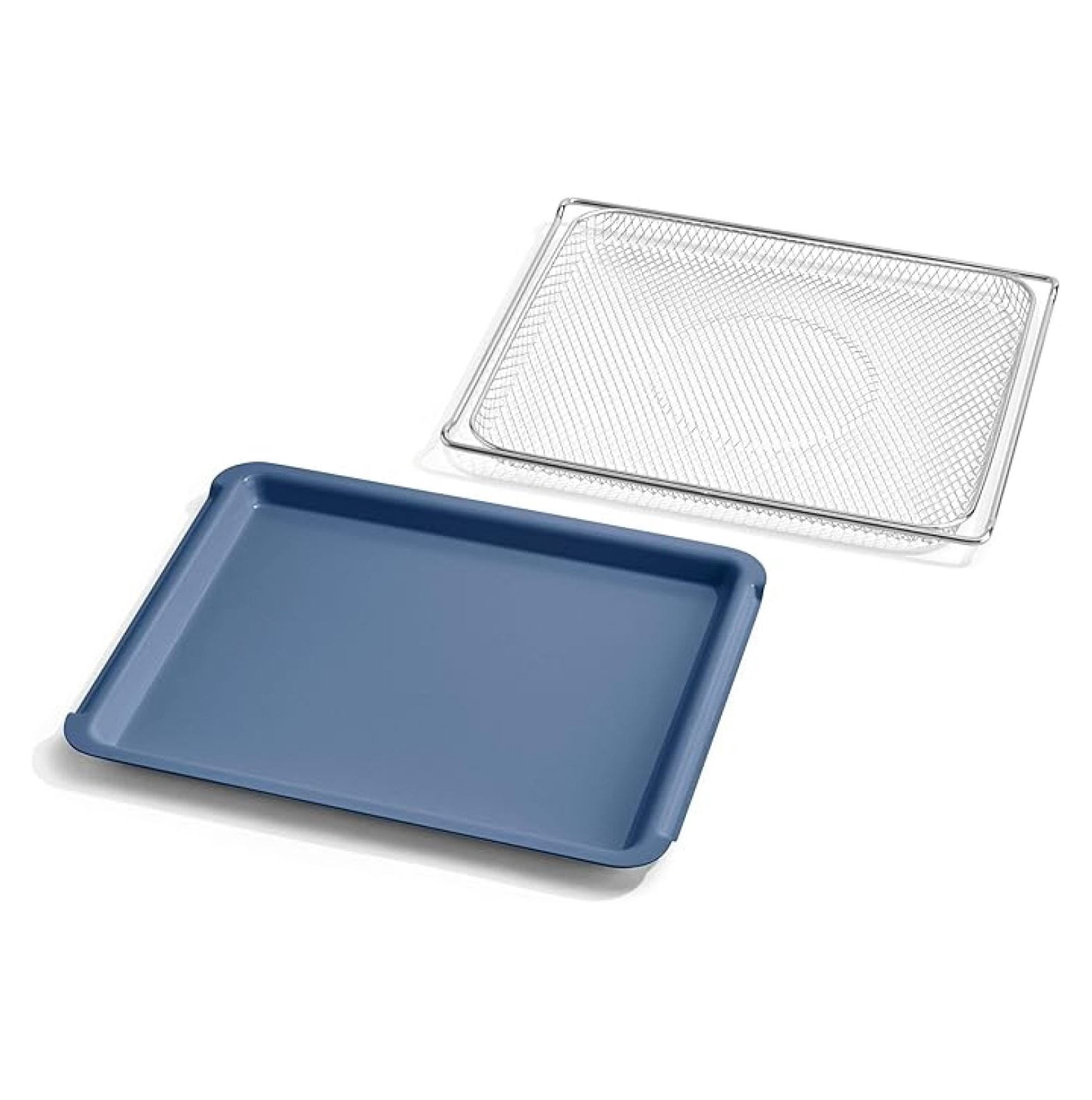 Wonder Oven Pro Kit with Large Aluminum Bake Pan and Steel Air Fryer Basket | Non-Toxic, Non-stick, Easy-to-Clean Baking & Frying Accessories, Oven-Safe up to 450°F | Blue Salt