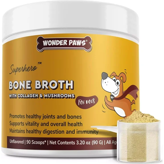 Bone Broth Powder for Dogs-With Organic Mushrooms & Collagen-Supports Digestion & Joints-3.20 oz