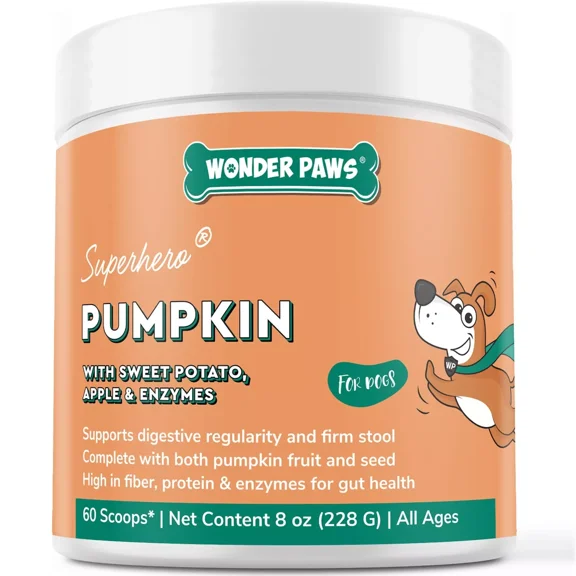 Organic Pumpkin for Dogs-Apple,Sweet Potato & Enzymes-Digestion,Stool,Gut Health-Topper Or Mix for Puree-8oz