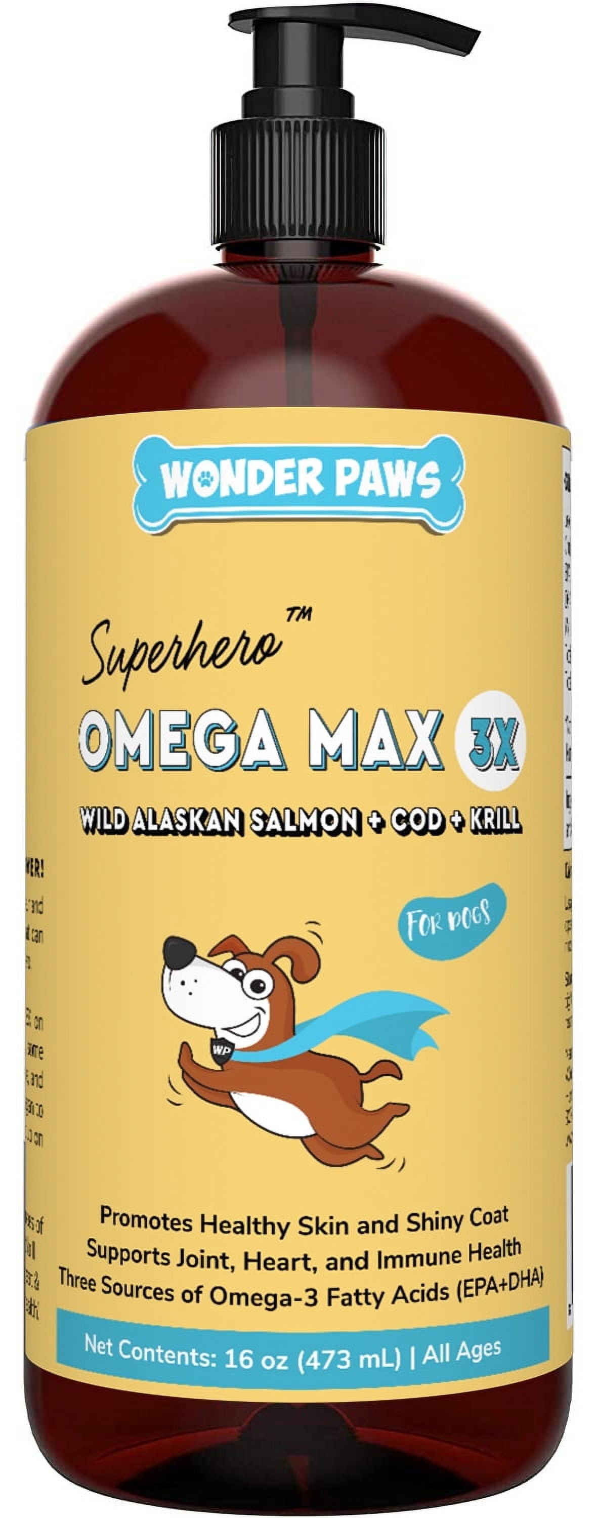 Fish Oil for Dogs-Omega 3 from Salmon, Cod & Krill  Skin, Immune, Joint & Heart Support  16 oz