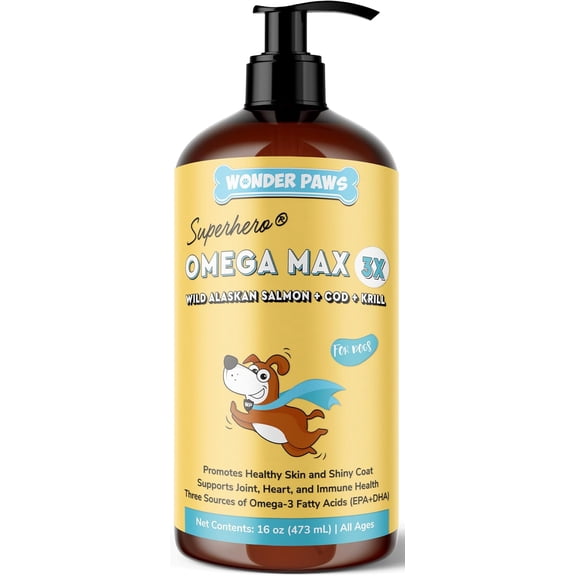 Fish Oil for Dogs-Omega 3 from Salmon, Cod & Krill  Skin, Immune, Joint & Heart Support  16 oz