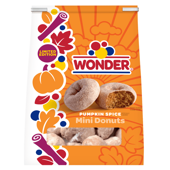 Wonder Pumpkin Artificially Flavored Spice Mini Donuts, Shareable Donuts, 10 oz Bag
