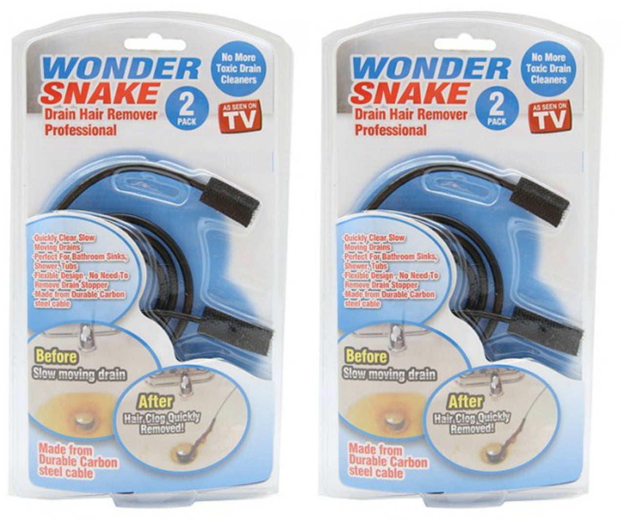 Dr. Rooter 18 Flexible Plastic Drain Snake, Non-Toxic & Reusable, 2 Pack 