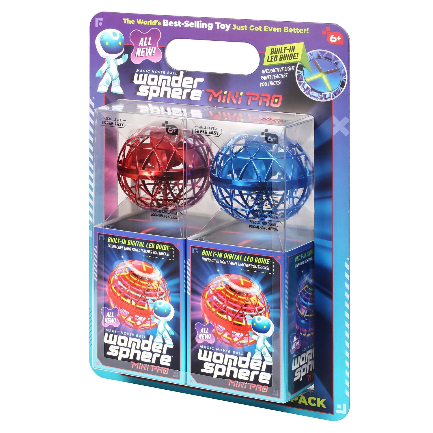 Wonder Sphere Amax Magic Mini Pro Hover Ball- Blue Color- Skill Level Easy- Novelty & Gag Toys, RC, STEM Certified - 2 pack
