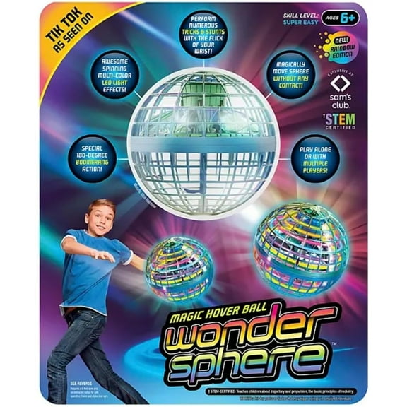 Wonder Sphere Magic Hover Ball Rainbow Edition with LED Lights