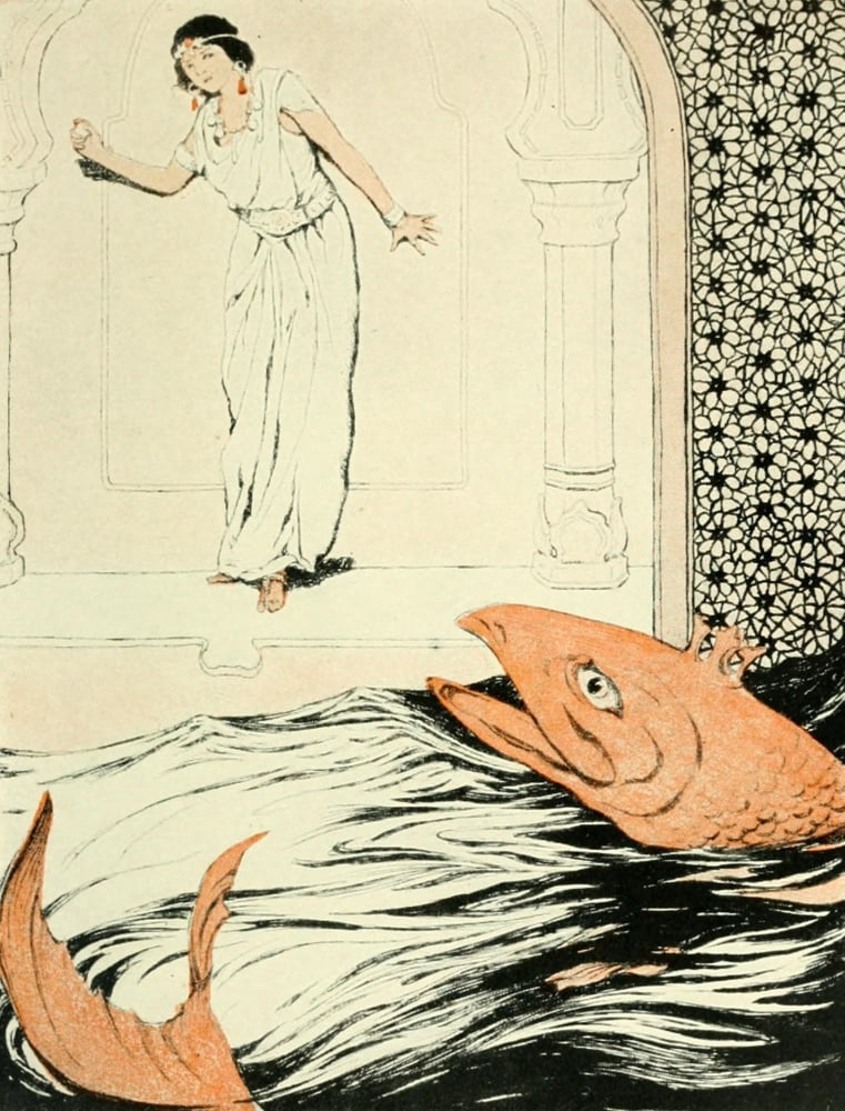 Wonder Tales from Many Lands 1920 Big fish Canvas Art - Katharine Pyle (18 x 24)