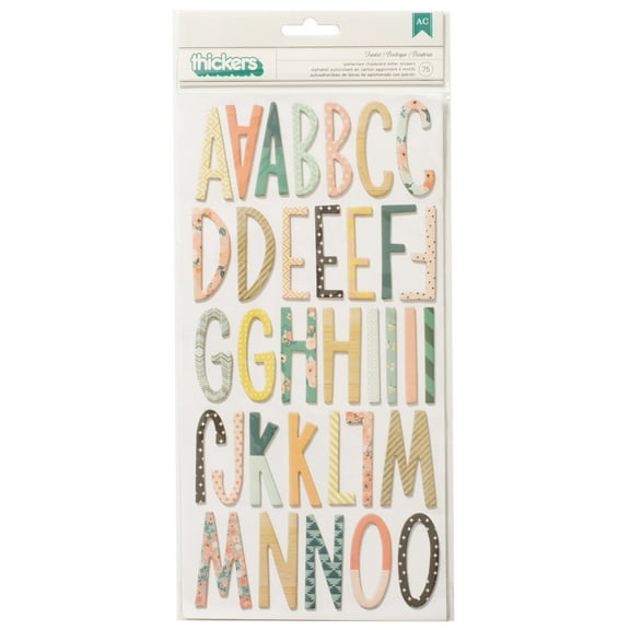 Wonder Thickers Alpha Stickers 5.5"X11" 2/Pkg-Trinket/Multi Chipboard