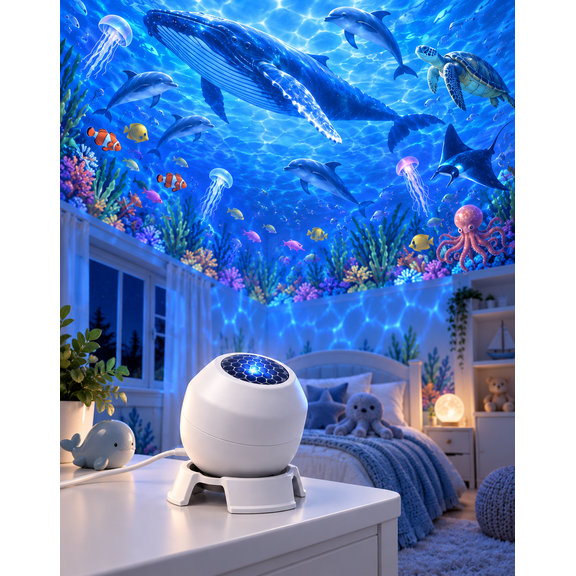 Wonder Tide Projector, 3 Films, 360 Adjustable, USB Night Light