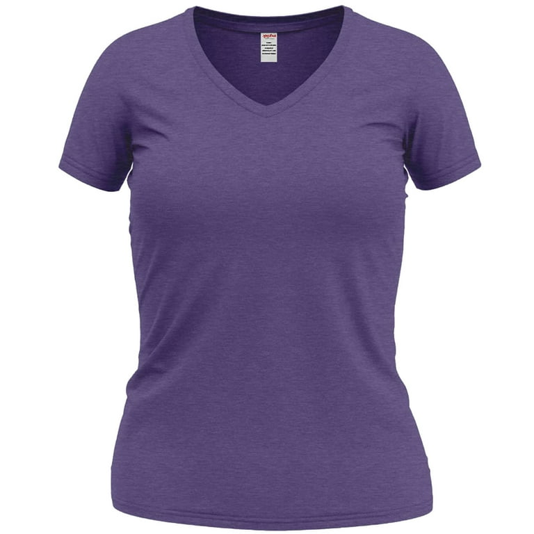 Wonder Vee V-Neck T-Shirt - Purple Heather 2XL - Walmart.com