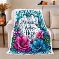 thumbnail image 1 of Wonder Wakes Here Botanical Floral Print Hummingbird Art, Festive Botanical Garden Scene, Warm Flannel Blanket for Sunroom and Reading Nook, Garden Lovers Housewarming Gift, Botanical Home Decor, 1 of 9