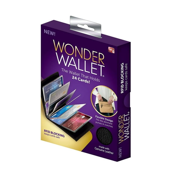 Wonder Wallet - Amazing Slim Genuine Leather Wallet w/RFID Protection, As Seen On TV