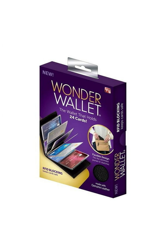 Wonder Wallet - Amazing Slim Genuine Leather Wallet w/ RFID Protection Black As Seen On TV