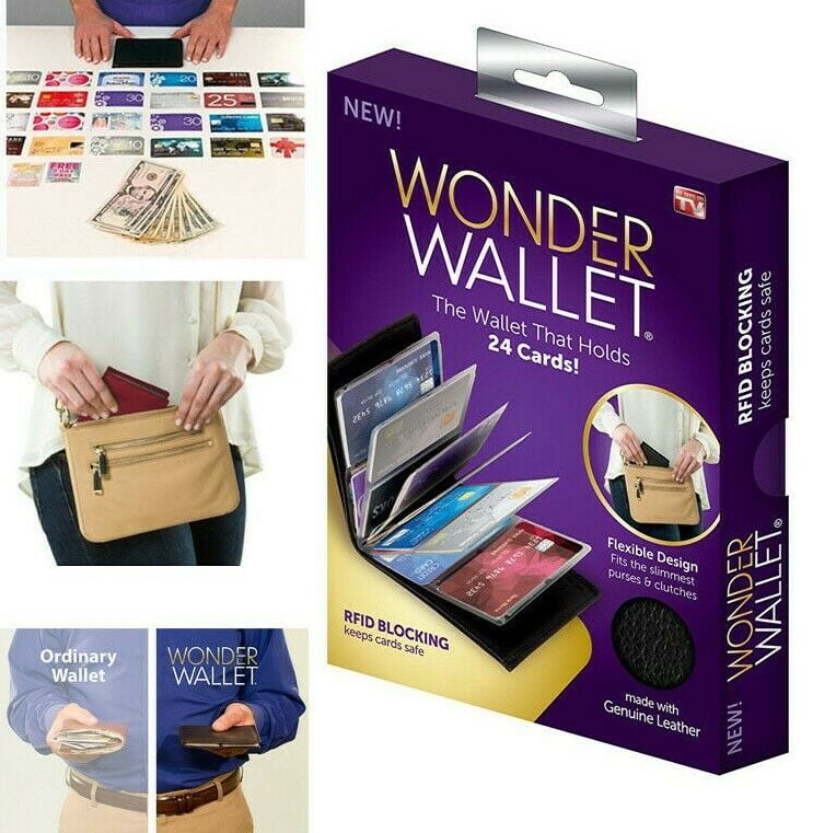Wonder Wallet RFID Wallet Slim Unisex Card Wallet Black Leather Wallet ...