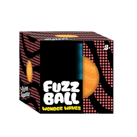 Wonder Waves Fuzz Ball - Premium Sensory Squeezer for Mindfulness and Relaxation, Compact Desktop Fidget Tool, Velvet Touch Pink Pattern Ball