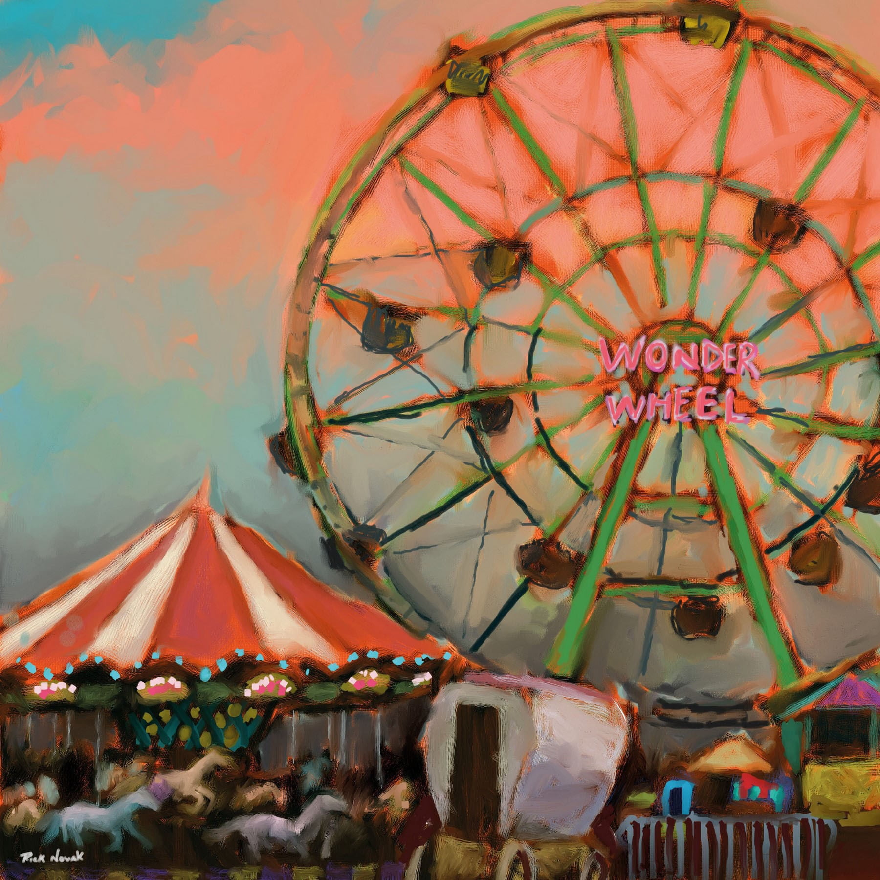 "Wonder Wheel" Painting Print on Wrapped Canvas
