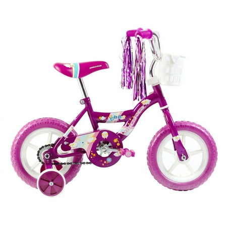 Wonder Wheels 12 In. Kid's Beginner Bicycle for 2-4 Years Old Boy's and Girl's with Foam Tire for Indoor Use No Brake, Purple