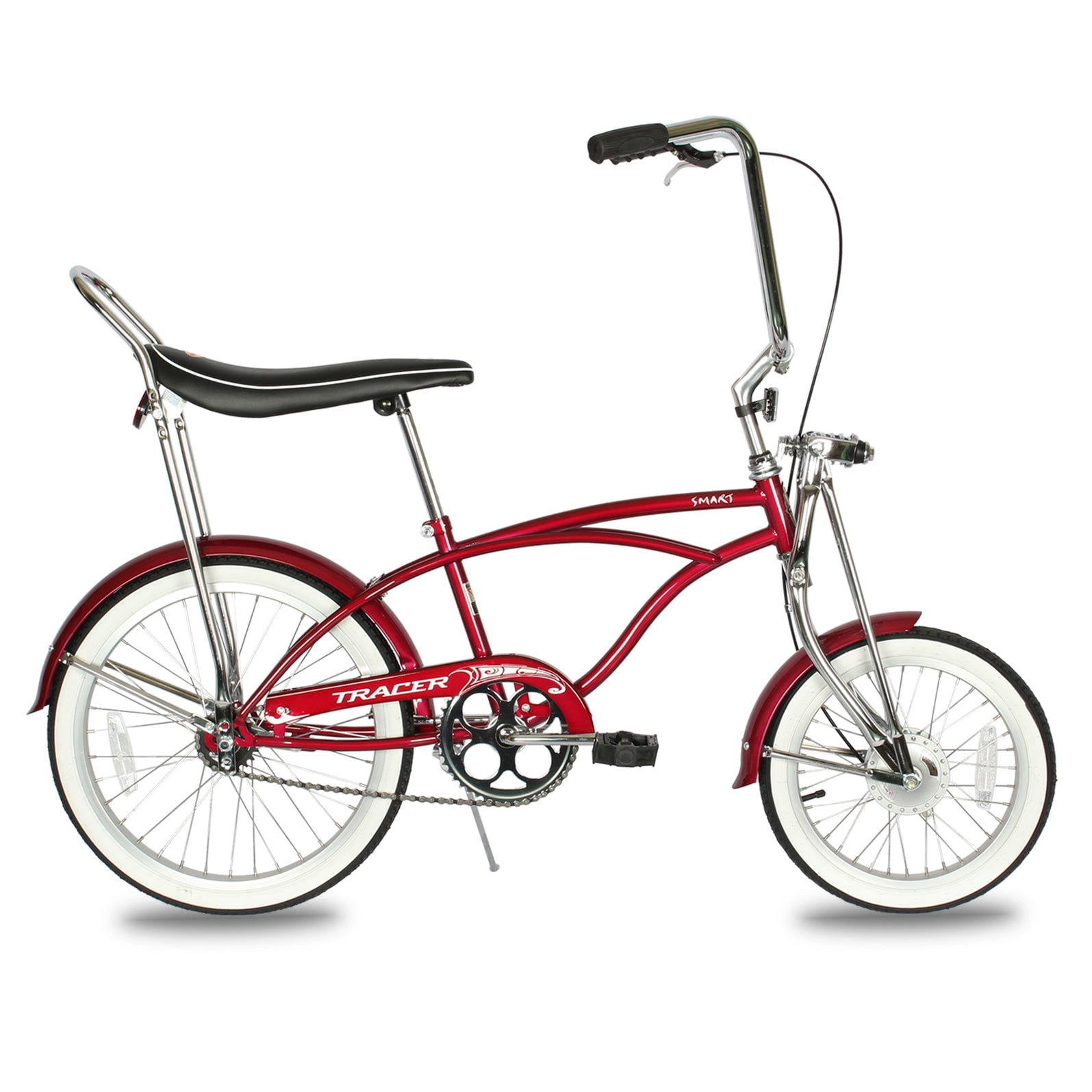 Wonder Wheels 16" Lowrider Hi-Ten Steel Drum Brake Single Speed Bicycle, Bike, One Piece Crank Alloy Rims - Red