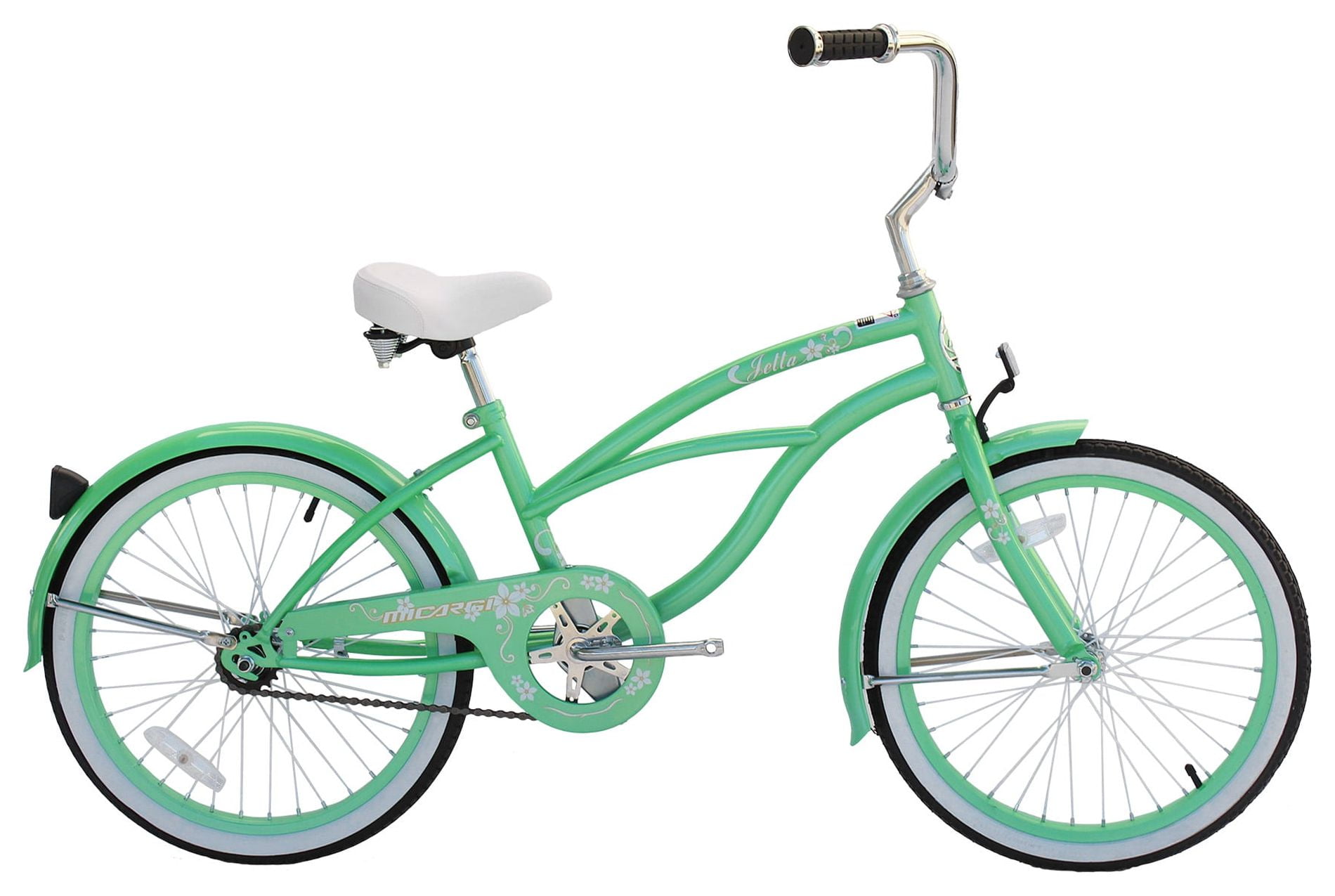 Wonder Wheels 20 Ft. Beach Cruiser Coaster Brake Single Speed Bicycle, Bike, Stainless Steel Spokes One Piece Crank Alloy Mint Green Rims 36 H - Mint Green