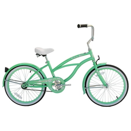 Wonder Wheels 20 Ft. Beach Cruiser Coaster Brake Single Speed Bicycle, Bike, Stainless Steel Spokes One Piece Crank Alloy Mint Green Rims 36 H - Mint Green