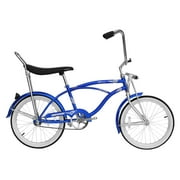 Wonder Wheels 20 In. Beach Cruiser Lowrider Coaster Brake Single Speed Bicycle, Bike With Banana Seat Stainless Steel Spokes One Piece Crank Alloy Rims 36 H - Blue