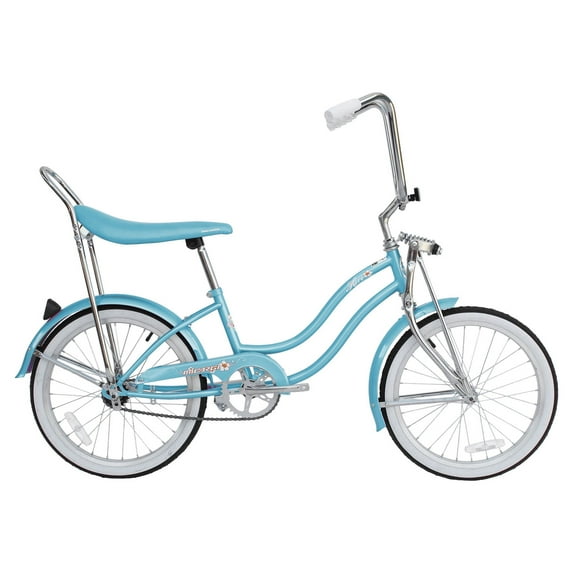 Wonder Wheels 20 Inch Women's Girls Beach Cruiser Lowrider Coaster Brake Single Speed Bicycle, Bike with Banana Seat Stainless Steel Spokes One Piece Crank Alloy Rims 36 H - Baby Blue