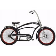 Wonder Wheels 24" Chopper Over Size Frame Coaster Brake Single Sp Black Spokes One Piece Crank Triple Tree Fork Alloy Red Rims 68H Black Tire 24X3.0-F & R - Matte Black