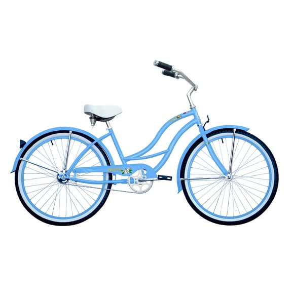 Wonder Wheels 26" Beach Cruiser Coaster Brake Stainless Steel Spokes One Piece Crank Alloy Baby Blue Rims 36H W/ Fenders - Baby Blue