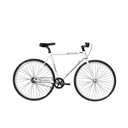 Wonder Wheels Fixed Bike 700C 48Cm Hi-Ten Steel Frame Side Pull Brake Alloy Black Rims Black Spoke 700C*14G*32H, Tire: Black - White