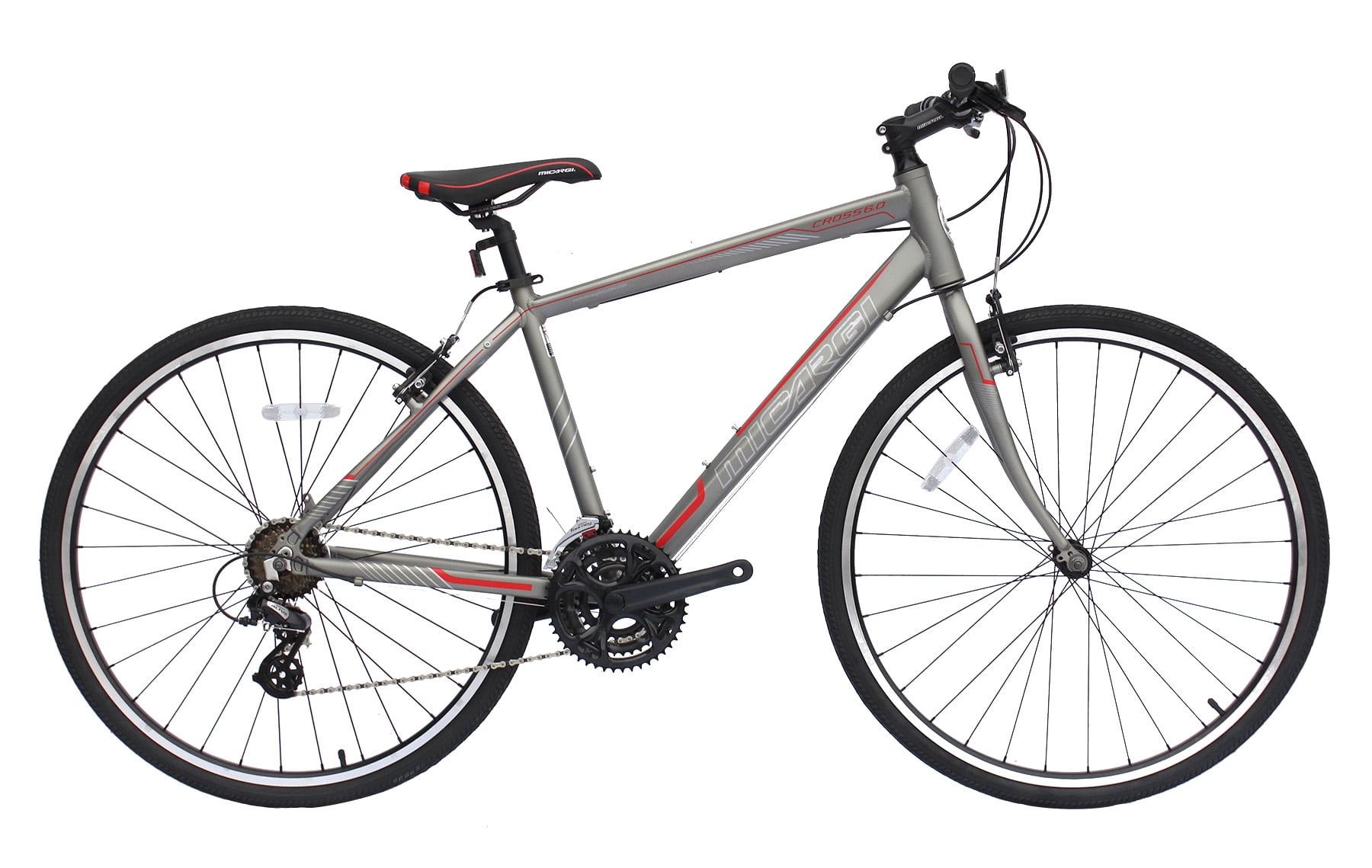 Wonder Wheels Hybrid 8 Speed Bicycle, Mountain Bike, Front Derailleur: Shimano Tourney Fd-Ty510 Rear Derailleur: Shimano Altus Rd-M310-Sgs 8 Speed Bicycle, Bike - Gray