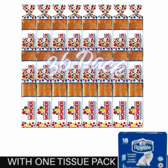 Wonder White Bread Variety Pack, Classic White Bread 20 oz & Giant White Bread 24 oz, Soft Sliced Sandwich Bread, 2 Loaves (Includes One Tissue Pack)