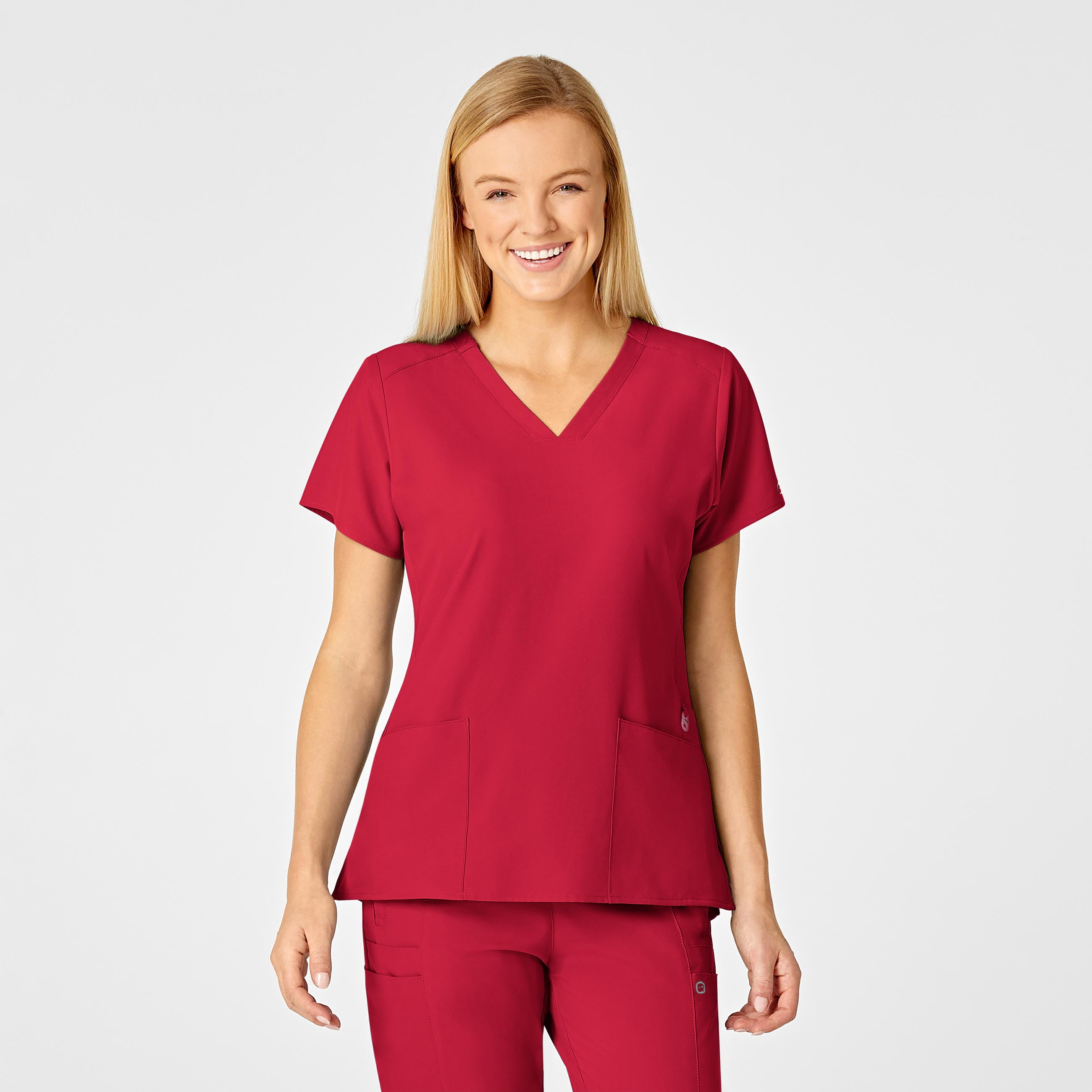 WonderWink Women's North Carolina State Wolfpack V-Neck Scrub Top - Motion Stretch Fabric, Chest Pocket