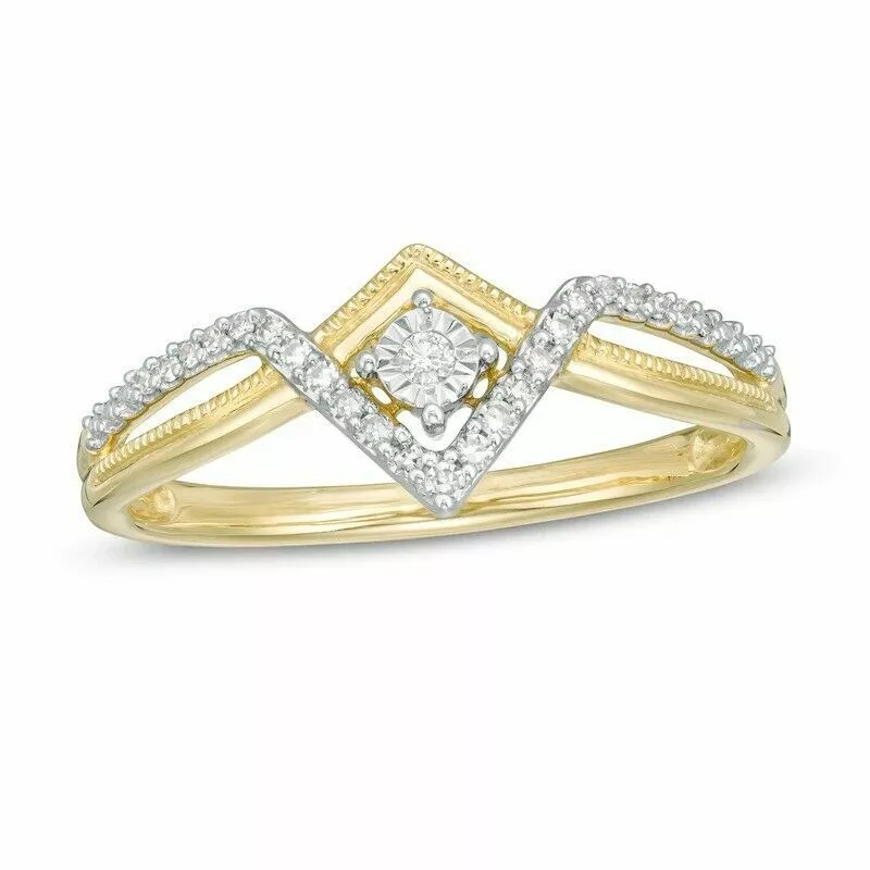 Wonder Woman 1/8 Ct CZ Princess Tiara Anniversary Ring Two Tone Plated Silver