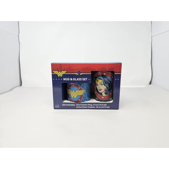 Wonder Woman 14oz Mug and 16oz Glass Set