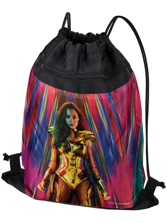 Wonder Woman 1984 Golden Eagle Armor Drawstring Backpack Sports Bag Sackpack 17" x 13", Perfect for Gym, Yoga or Practice
