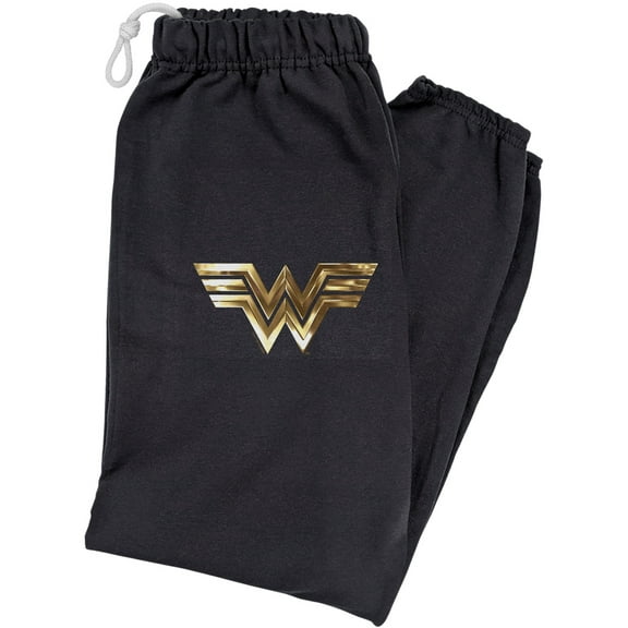 Wonder Woman 1984 Golden Logo Unisex Jogger Sweatpants for Men and Women, Black, 2X-Large